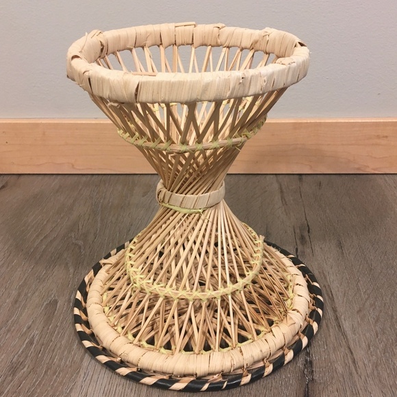 Other - Boho Hourglass Wicker Rattan Plant Stand